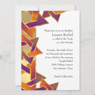 Bat Mitzvah Oranje Paarse Davidster Elke Kleur Kaart