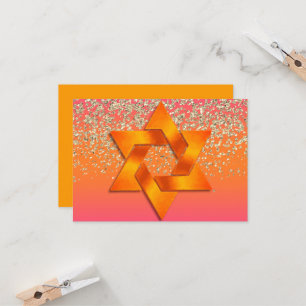 Bat Mitzvah Oranje Roze Ombre Feestkaart Kaart