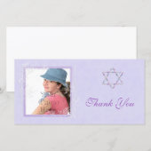 Bat Mitzvah Paars Bedankkaart (Voorkant / Achterkant)