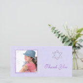 Bat Mitzvah Paars Bedankkaart (Staand voorkant)