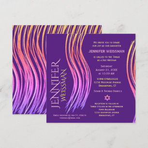 Bat Mitzvah Paars en Roze Prayer Shawl Kaart