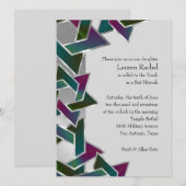 Bat Mitzvah Paars Teal Ster van David op Elke Kleu Kaart (Voorkant / Achterkant)