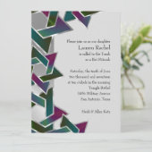 Bat Mitzvah Paars Teal Ster van David op Elke Kleu Kaart (Staand voorkant)