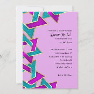 Bat Mitzvah Paars Turquoise Ster van David Kaart
