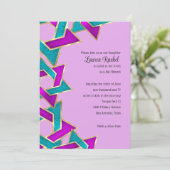 Bat Mitzvah Paars Turquoise Ster van David Kaart (Staand voorkant)