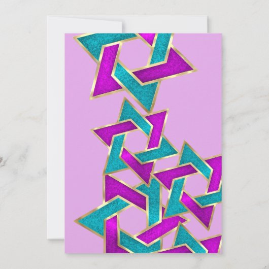 Bat Mitzvah Paars Turquoise Ster van David Kaart (Achterkant)