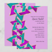 Bat Mitzvah Paars Turquoise Ster van David Kaart (Voorkant / Achterkant)
