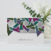 Bat Mitzvah Paarse Blauwgroen ster van David op el Kaart (Staand voorkant)