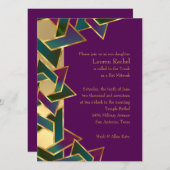 Bat Mitzvah Paarse Blauwgroen ster van David op el Kaart (Voorkant / Achterkant)