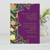 Bat Mitzvah Paarse Blauwgroen ster van David op el Kaart (Staand voorkant)