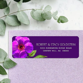 Bat Mitzvah Paarse Bloemen Modern Retouradres Etiket