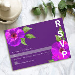 Bat Mitzvah Paarse Bloemen Waterverf Modern Bold RSVP Kaartje<br><div class="desc">Wees trots, verheug en vier deze mijlpaal van je favoriete Bat Mitzvah met deze geavanceerde, gepersonaliseerde RSVP-invoegkaart voor je evenement! Een paarse, verbluffende, roze florale waterverf met een eenvoudige, moderne san serif omgeeft een donkere paarse achtergrond. Pas de douanetekst met het "antwoord tegen"datum aan. Gegarandeerd om een stijlvol plezier toe...</div>
