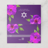 Bat Mitzvah Paarse Bold Modern Floral Waterverf Plaatskaartje (Buitenkant ongevouwen)