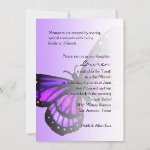 Bat Mitzvah Paarse Butterfly Ombre Kaart