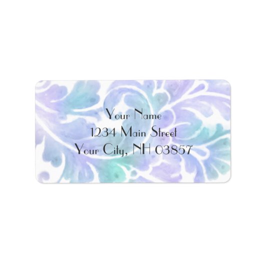 Bat Mitzvah Paarse en Aqua Waterverf Etiket (Voorkant)