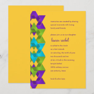 Bat Mitzvah Paarse groene blauwe sterren op elke k Kaart