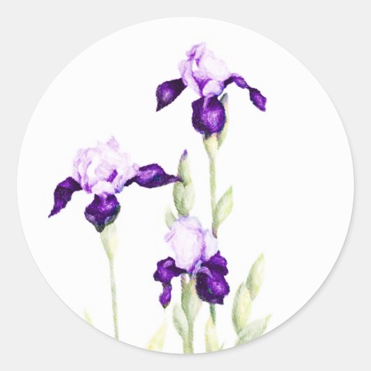 Bat Mitzvah Paarse Irises Ronde Sticker (Voorkant)