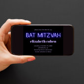 Bat Mitzvah Paarse Neon licht de datum op Kaart