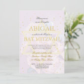 Bat Mitzvah Paarse Poppies Gold Star van David Kaart (Staand voorkant)