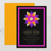 Bat Mitzvah Paarse roze Oranje sterventilator Kaart (Voorkant / Achterkant)