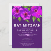 Bat Mitzvah Paarse Roze Waterverf Floral Modern Kaart (Voorkant)