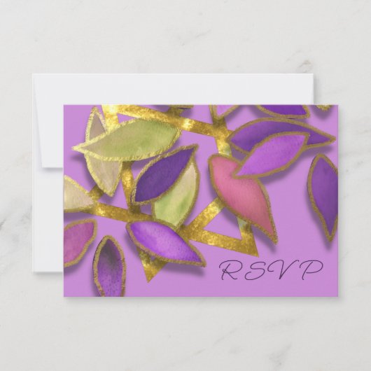 Bat Mitzvah Paarse Roze Waterverf Petals Star Kaart (Voorkant)