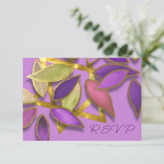 Bat Mitzvah Paarse Roze Waterverf Petals Star Kaart (Staand voorkant)