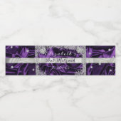 Bat Mitzvah Paarse Satijn Sparkling Diamonds Waterfles Etiket (Enkel label)