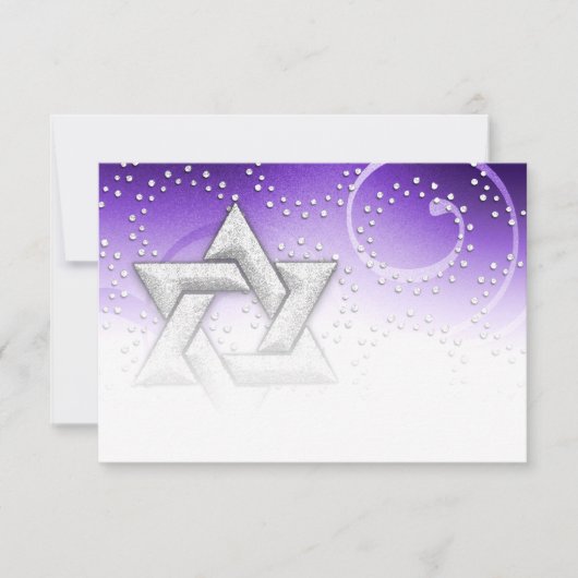 Bat Mitzvah Paarse Shimmer Star van David RSVP Car (Voorkant)