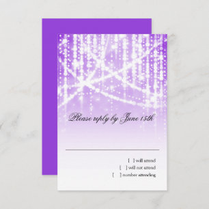 Bat Mitzvah Paarse Sparkly Lights RSVP Kaartje