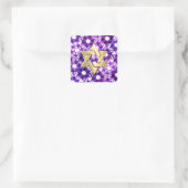 Bat Mitzvah Paarse Tones Star Damask Vierkante Sticker (Tas)