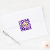 Bat Mitzvah Paarse Tones Star Damask Vierkante Sticker (Envelop)