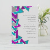 Bat Mitzvah Paarse Turquoise ster David Any Color Kaart (Staand voorkant)