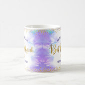 Bat Mitzvah Paarse Waterverf Gold Script Confetti Koffiemok (Center)