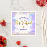 Bat Mitzvah Paarse Waterverf Gold Script Confetti Servet<br><div class="desc">Wees trots, verheug je en laat deze mijlpaal van je favoriete Bat Mitswa zien! Vier het met dit prachtige, moderne, stijlvolle, op maat gemaakte papieren servet. Sprankelend, faux gouden folie kalligrafie script en glitter stippen bedekken een zacht paarse waterverf achtergrond. Personaliseer met de naam en datum van uw Bat Mitswa...</div>