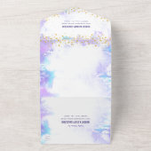 Bat Mitzvah Paarse Waterverf Gold Script Party All In One Uitnodiging (Buitenkant)