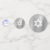 Bat Mitzvah Paarse Waterverf Silver Foil Script Confetti (Achterkanten)