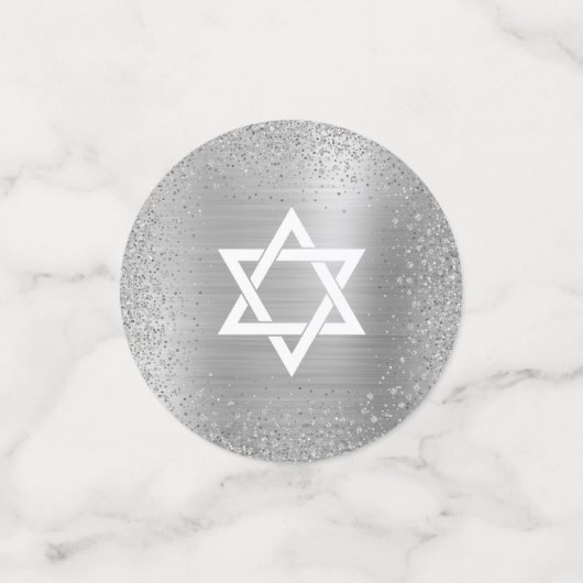 Bat Mitzvah Paarse Waterverf Silver Foil Script Confetti (Kleine voorkant)