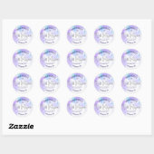 Bat Mitzvah Paarse Waterverf Silver Foil Script Ronde Sticker (Vel)