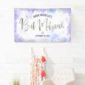 Bat Mitzvah Paarse Waterverf Silver Foil Script Spandoek (Insitu)