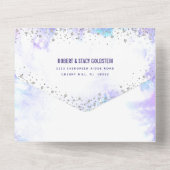 Bat Mitzvah Paarse Waterverf Zilveren Script Party All In One Uitnodiging (Achterkant)