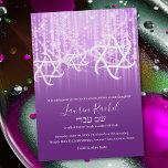Bat Mitzvah Paarse Witte Sparkly Lights Kaart<br><div class="desc">Bat Mitzvah Paarse Witte Sparkly Lights Bar Mitzvah en Bat Mitzvah uitnodigingssets ontworpen door Umua. Gedrukt en verzonden door Zazzle of haar partners.</div>