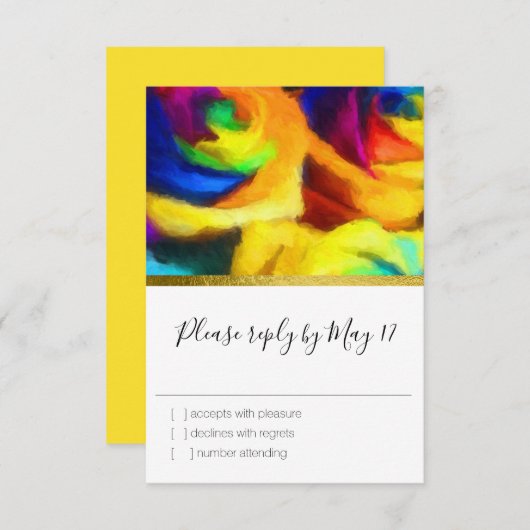 Bat Mitzvah Painted Rainbow Rozen RSVP-kaart RSVP Kaartje (Voorkant / Achterkant)