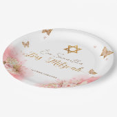 Bat Mitzvah Papier Borden | Roze blozende vlinders Papieren Bordje (Gekanteld)