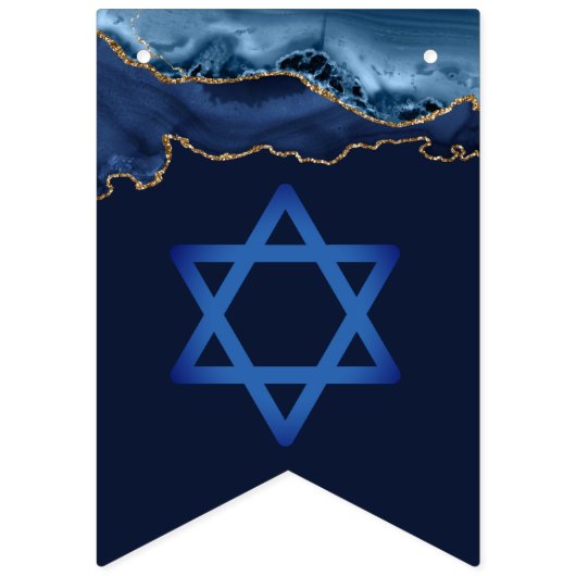 Bat Mitzvah Party Mazel Tov Navy Blue Foto Vlaggetjes (Eerste vlag)