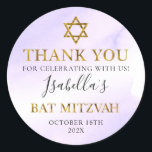 Bat Mitzvah Pastel Paars Goud Bedankt Ronde Sticker<br><div class="desc">Bat Mitzvah Pastel Paars Goud Bedankt Klassieke Ronde Sticker</div>