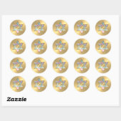 Bat Mitzvah Pastel Star van David Gold Ronde Sticker (Vel)