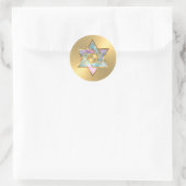 Bat Mitzvah Pastel Star van David Gold Ronde Sticker (Tas)