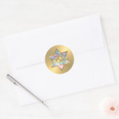 Bat Mitzvah Pastel Star van David Gold Ronde Sticker (Envelop)