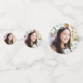 Bat Mitzvah Photo Black Gold Script Elegant Floral Confetti (Voorkanten)